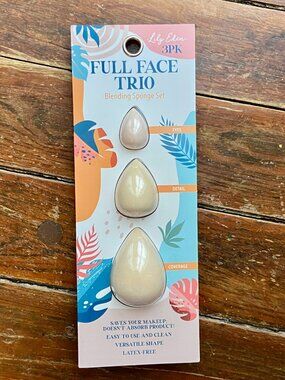 LILY EDEN Blending 3 Piece Sponges Set Full Face Trio Makeup Latex Free NEW
